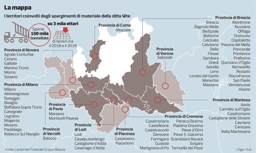 Spargimento veleni sui terreni lombardi: la mappa ed il comunicato dell’Associazione per il Parco Sud Milano ETS