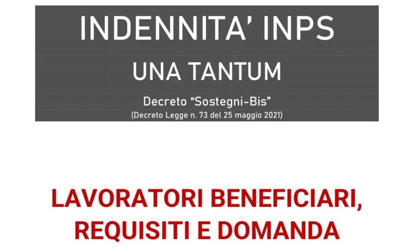 Indennità INPS Decreto Sostegni BIS