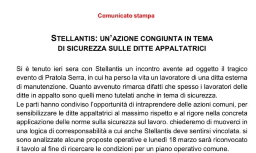 Stellantis, sicurezza ditte appaltatrici Stellantis, sicurezza ditte appaltatrici